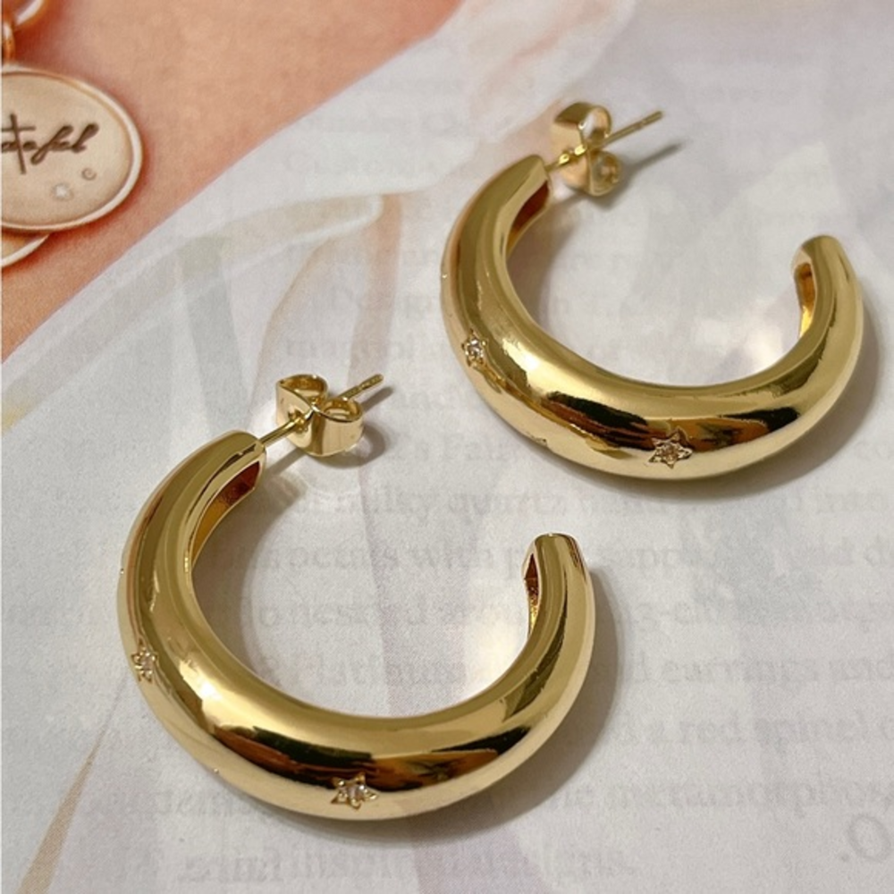 18k gold plated half hoop earrings